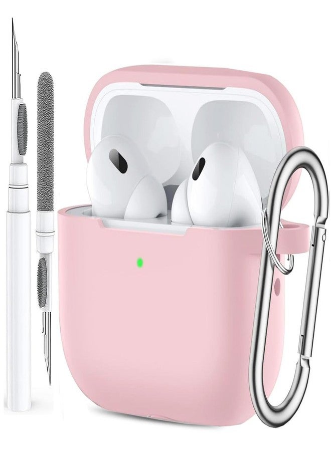 جراب لسماعات AirPods Pro 3 للرجال والنساء والفتيات، متوافق مع الجيل الثالث من AirPods Pro، غطاء حماية من السيليكون الناعم لجهاز Apple iPod Pro 3 مع قلم تنظيف وحلقة مفاتيح، لون وردي - Image 1