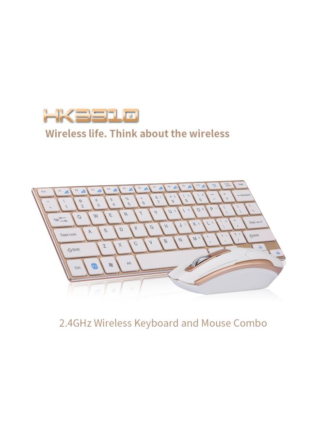 NIBEMINENT Wireless Keyboard And Mouse Set Gold/White  - Image 2