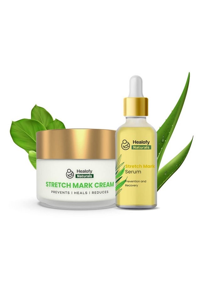 Healofy Naturals Healofy Stretch Marks Cream For Pregnancy & Post-Delivery Complete Care Kit | Advanced Stretch Mark Removal Cream | Reduces Stretch Marks & Scars |Visible Results In 28 Days | Hydrates, Heals & Rejuvenates Skin | Safe Oil & Butter Blend (Shea, Cocoa, Jojoba, Coconut) | Best Stretch Mark Prevention During Pregnancy & Post-Delivery - Pack Of 2  - Image 1