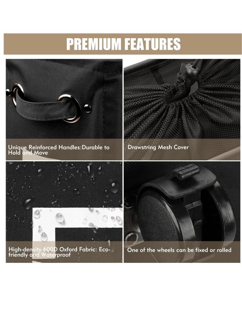 Zikra 25-Inches Slim Laundry Basket on Wheels, Collapsible Rolling Laundry Hamper, Foldable Narrow Corner Clothes Storage Bins, Black - Image 4