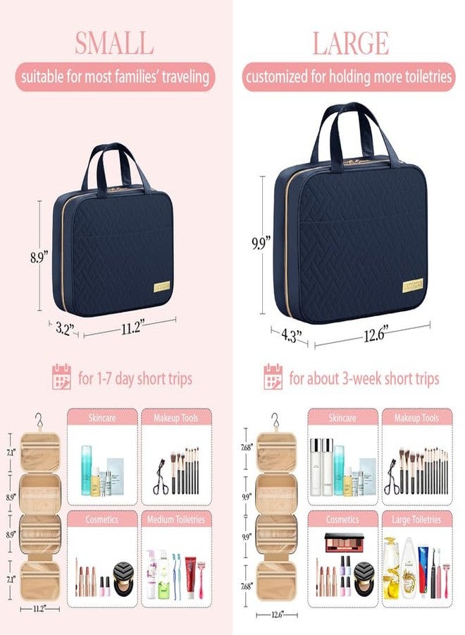 HOTOR Travel Toiletry Bag w/Hanging Hook - Spacious Toiletry Bag Essentials for Women & Men, Makeup Bag/Big Comparment, Waterproof for Travel Accessories, Medium, Navy Blue - Image 3