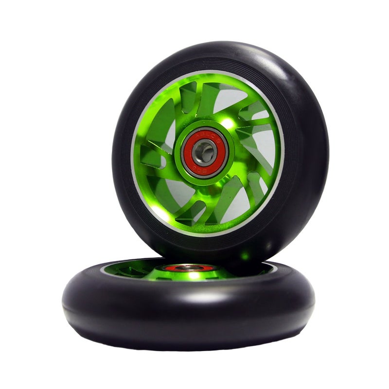 Z-FIRST ZFIRST 2Pcs 110mm Pro Stunt Scooter Wheels with ABEC 9 Bearings Fit for MGPRazorLucky EnvyVokul Pro Scooters Replacement Wheels Green - Image 3