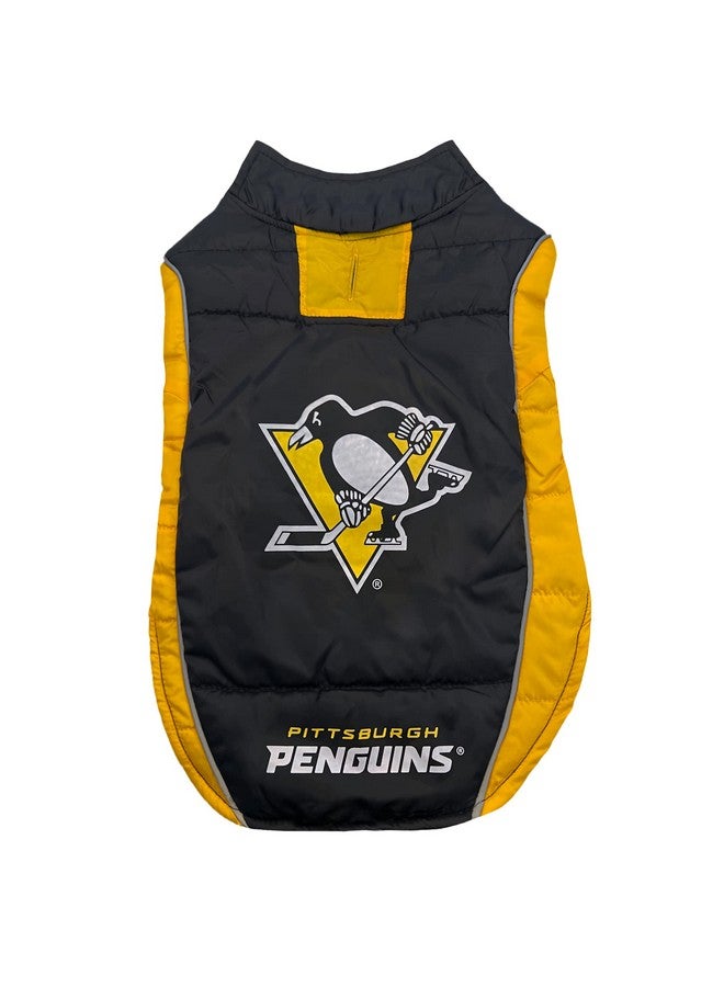 Pets First NHL Pittsburgh Penguins Puffer Vest for Dogs & Cats, Size Small. Warm, Cozy, and Waterproof Dog Coat, for Small and Large Dogs/Cats. Best NHL Licensed PET Warming Sports Jacket - Image 1
