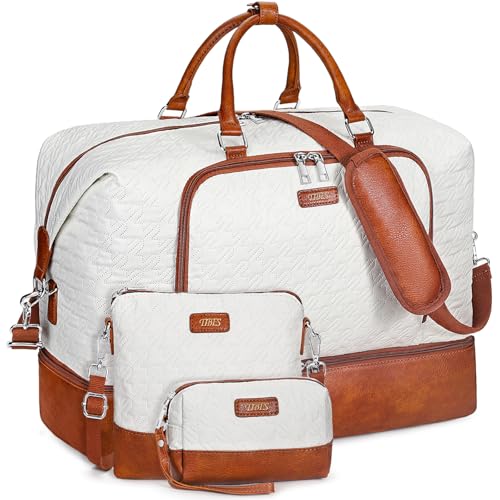 TIBES Travel Weekender Bag for Women, 21" Overnight Bag with Shoe Compartment 50L Large Travel Duffel Bag Carry On Tote for Weekend, Overnight, Business Trips, Water Resistant - Image 1