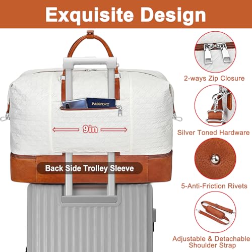 TIBES Travel Weekender Bag for Women, 21" Overnight Bag with Shoe Compartment 50L Large Travel Duffel Bag Carry On Tote for Weekend, Overnight, Business Trips, Water Resistant - Image 3