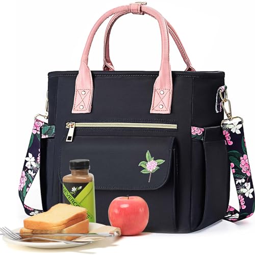 GLORIEROO Deluxe Insulated Lunch Box Bag Women Leakproof Waterproof Cooler with Multi Pockets Removable Strap for Work Picnic Teacher Mothers Day Christmas Birthday Gifts