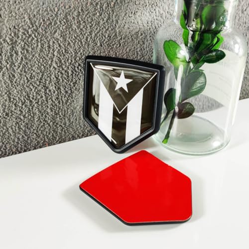 Newperlite Black Puerto Rico Flag Decal Sticker Car Emblem Puerto Rican Flag Car Decoration Accessories Shield for Truck Vehicles Cars, 2 Pack - Image 3