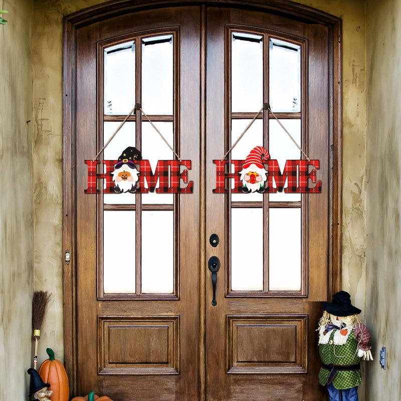 Purpeak Valentine's Day قابلة للتبديل Gnome Home Sign Wood Gnome Sign Decor Decore مع 12 PCS Gnomes for Home Decorations (Red Black) - Image 3