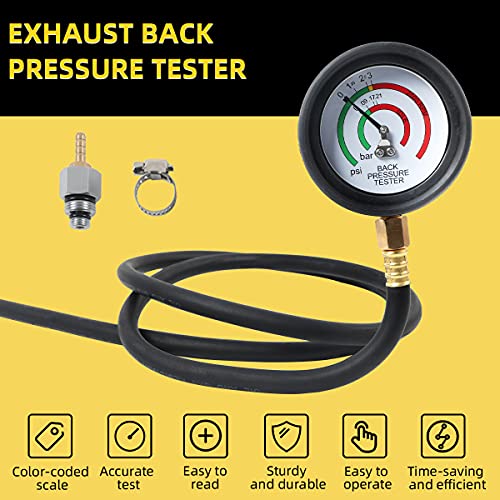 CMTOOL Exhaust Back Pressure Tester Kit with Carton Packaging, Professional Car Exhaust Back Pressure Gauge with 6-Foot Hose, with Adapter & Hose Clamp - Image 2