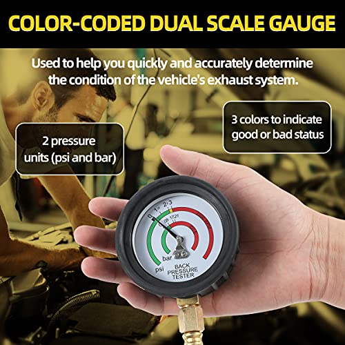 CMTOOL Exhaust Back Pressure Tester Kit with Carton Packaging, Professional Car Exhaust Back Pressure Gauge with 6-Foot Hose, with Adapter & Hose Clamp - Image 4