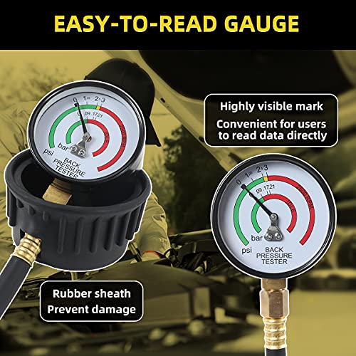 CMTOOL Exhaust Back Pressure Tester Kit with Carton Packaging, Professional Car Exhaust Back Pressure Gauge with 6-Foot Hose, with Adapter & Hose Clamp - Image 3