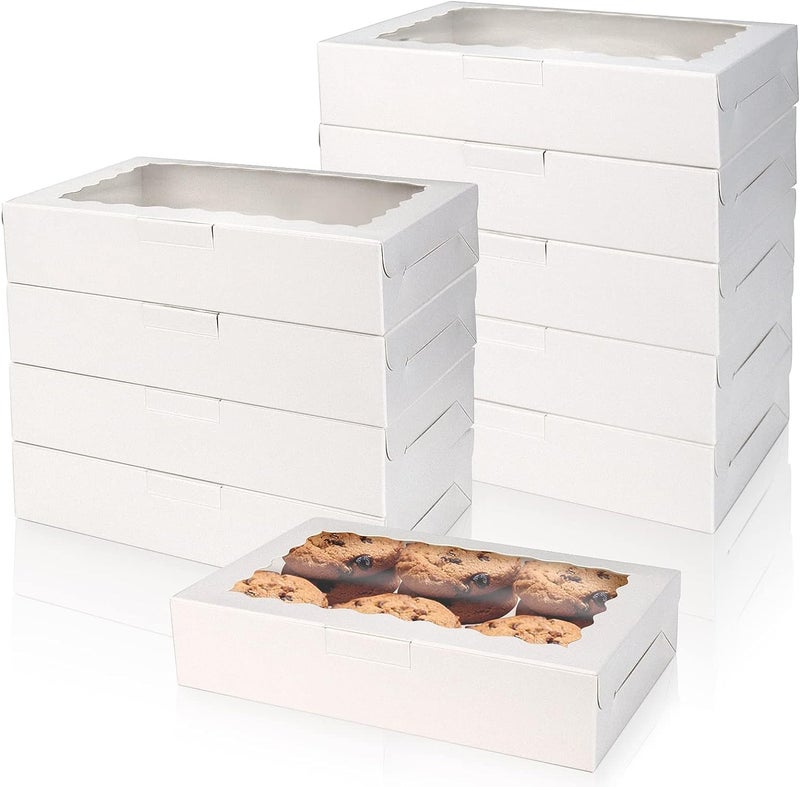 BIG BOX 20 Piece White Cookie Boxes White Bakery Boxes with Window Treat Boxes Gift Boxes for Chocolate Covered Strawberries Macarons Desserts Candies Baby Shower and Wedding - Image 1