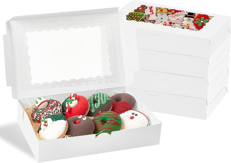 BIG BOX 20 Piece White Cookie Boxes White Bakery Boxes with Window Treat Boxes Gift Boxes for Chocolate Covered Strawberries Macarons Desserts Candies Baby Shower and Wedding - Image 2