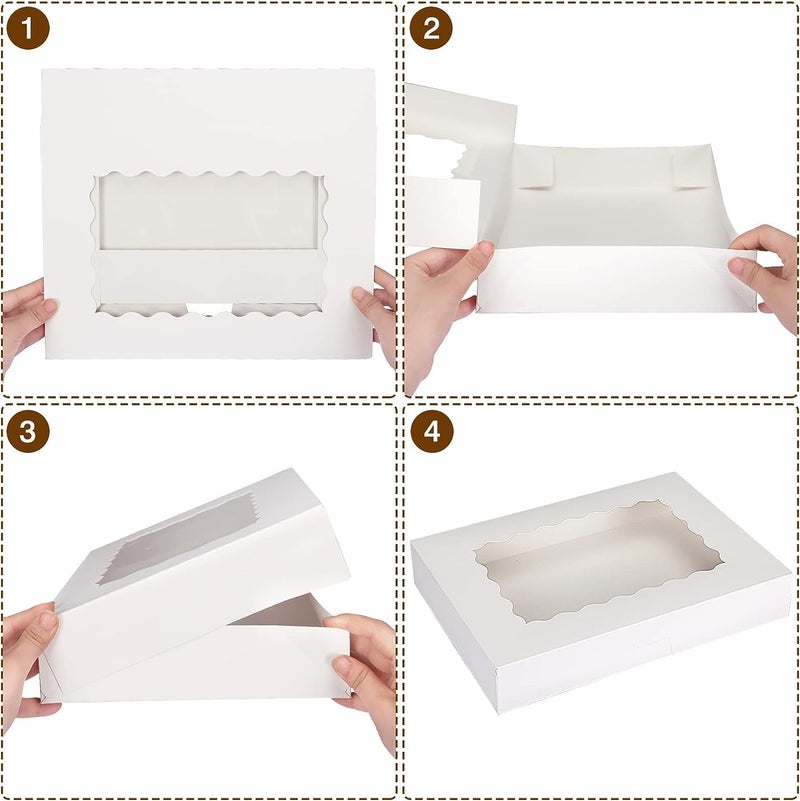 BIG BOX 20 Piece White Cookie Boxes White Bakery Boxes with Window Treat Boxes Gift Boxes for Chocolate Covered Strawberries Macarons Desserts Candies Baby Shower and Wedding - Image 5
