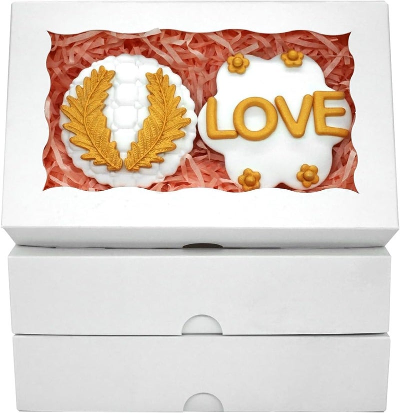 BIG BOX 20 Piece White Cookie Boxes White Bakery Boxes with Window Treat Boxes Gift Boxes for Chocolate Covered Strawberries Macarons Desserts Candies Baby Shower and Wedding - Image 4