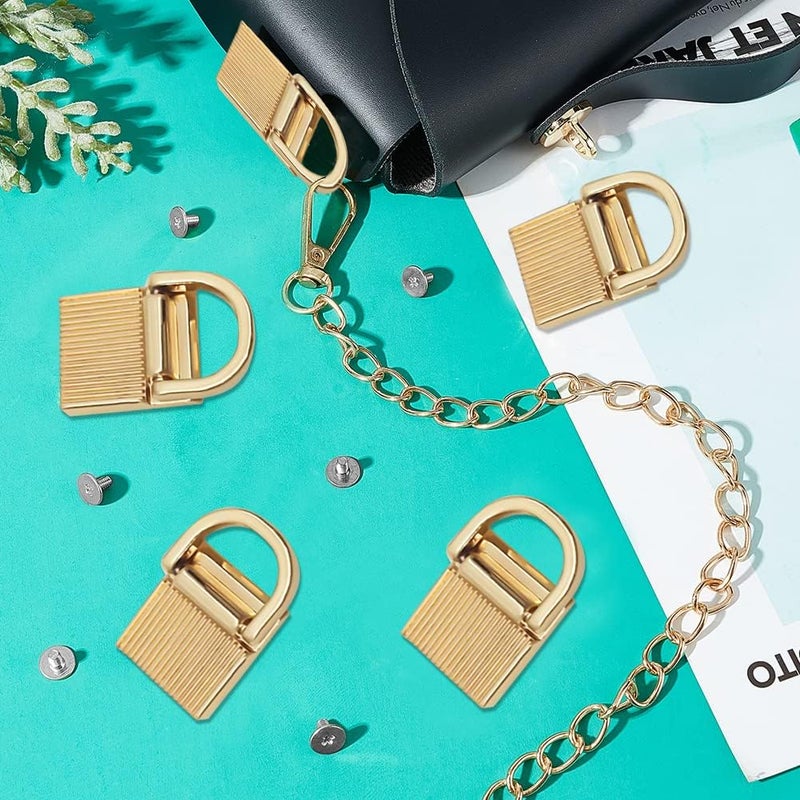 klarako 8 Pack Metal Purse Side Clip Buckles, Rectangle Bag Suspension Clasp Handbag Chain Strap Connector Buckles D Ring Lanyard Clasp DIY Leather Craft Bag Making Hardware Accessories, 0.59 Inch Wide - Image 5