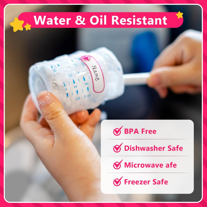 Tinabless 528 Pcs Baby Bottle Labels for Daycare Essentials, Tinabless Waterproof Baby Name Label, Washable Bottle Labels, Reusable Self-Adhesive Tag Stickers for School Essentials, Self-Laminating Write-on - Image 3