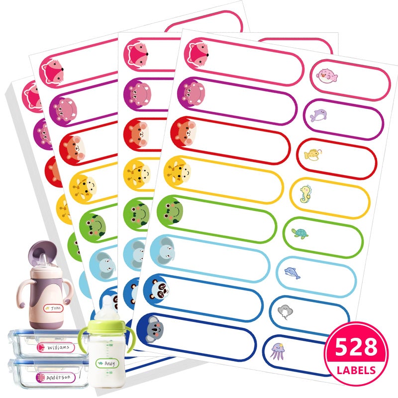 Tinabless 528 Pcs Baby Bottle Labels for Daycare Essentials, Tinabless Waterproof Baby Name Label, Washable Bottle Labels, Reusable Self-Adhesive Tag Stickers for School Essentials, Self-Laminating Write-on - Image 1