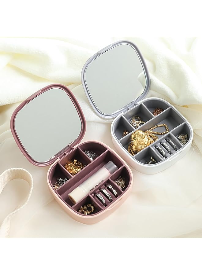 IAF Portable Jewelry Storage Box Travel Jewelry Box Girls Lipstick Necklace Earrings Stud Multifunctional Jewelry Box with Mirror, Secure Closure Partition storage Orderly Easy to Clean (purple) - Image 1