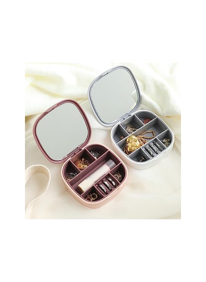 IAF Portable Jewelry Storage Box Travel Jewelry Box Girls Lipstick Necklace Earrings Stud Multifunctional Jewelry Box with Mirror, Secure Closure Partition storage Orderly Easy to Clean (purple) - Image 2