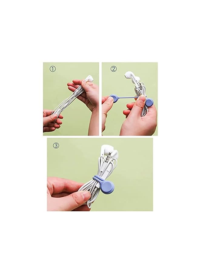 PROMASS Reusable Twist Ties with Strong Magnet for Bundling and Organizing Cables, Headphone Cables, USB Charging Cords, Silicone Cord Winder Magnetic Cable Clips (8 Colors, 24 Pack) - Image 3