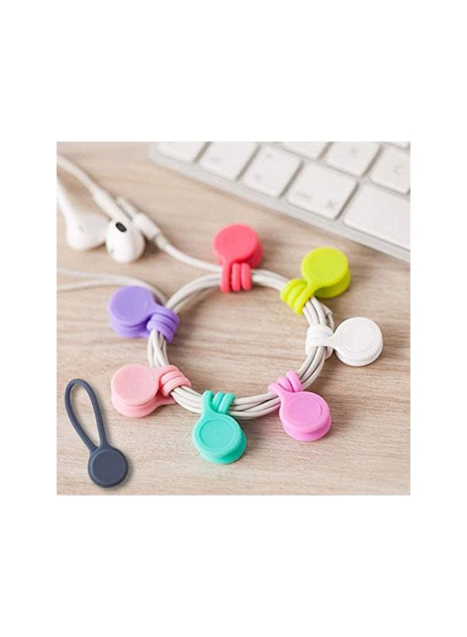 PROMASS Reusable Twist Ties with Strong Magnet for Bundling and Organizing Cables, Headphone Cables, USB Charging Cords, Silicone Cord Winder Magnetic Cable Clips (8 Colors, 24 Pack) - Image 4