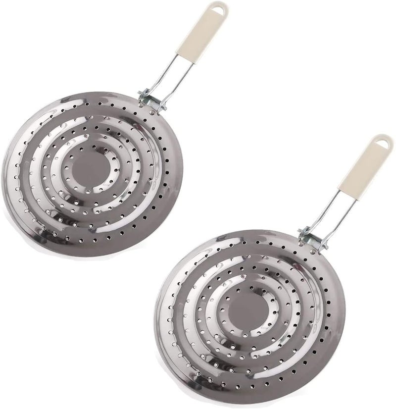 DELE 2 Pack Double Thickening Heat Diffuser Reducer Flame Guard Simmer Plate, Stainless Steel for Electric and Gas Stovetops - Image 1