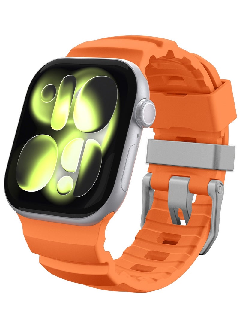 Spigen WBS2 Apple Watch Band for Apple Watch Ultra 3/2/1 49mm, Series 11/10 46mm, 9/8/7 45mm, SE3/SE2/SE/6/5/4 44mm, 3/2/1 42mm Durable Silicone Sport Strap - Orange - Image 1