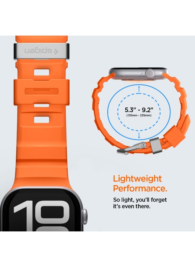 Spigen WBS2 Apple Watch Band for Apple Watch Ultra 3/2/1 49mm, Series 11/10 46mm, 9/8/7 45mm, SE3/SE2/SE/6/5/4 44mm, 3/2/1 42mm Durable Silicone Sport Strap - Orange - Image 5