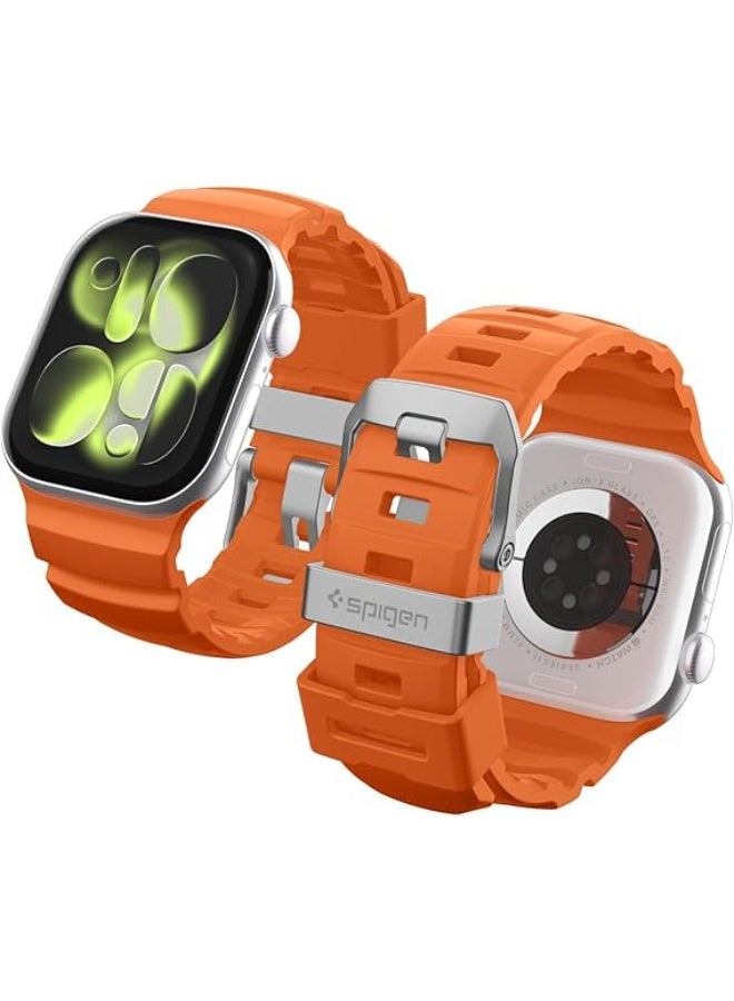 Spigen WBS2 Apple Watch Band for Apple Watch Ultra 3/2/1 49mm, Series 11/10 46mm, 9/8/7 45mm, SE3/SE2/SE/6/5/4 44mm, 3/2/1 42mm Durable Silicone Sport Strap - Orange - Image 1