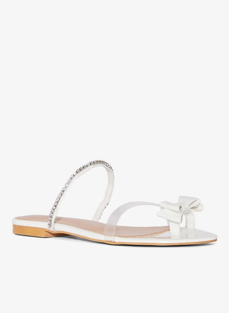 Ginger Diamante Bow Toe Post Flat Sandal