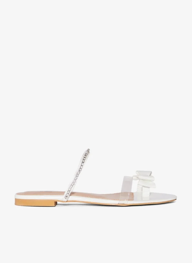 Ginger Diamante Bow Toe Post Flat Sandal