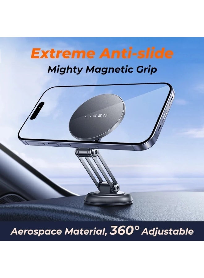 Lisen Magnetic Car Phone Mount 360° Rotatable Foldable Metal Holder Support 4 to 7 Inch for Android and iphone - Image 4