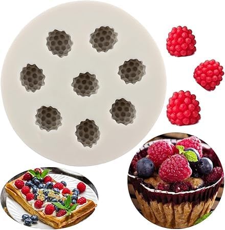 LEGACYCART Raspberry Silicone Fondant Mould Mulberry Gum Paste Chocolate Candy Jelly Jello Ice Cube Mold Cake Decoration Cupcake Decorating Topper Tools Pack of 2 - Image 1