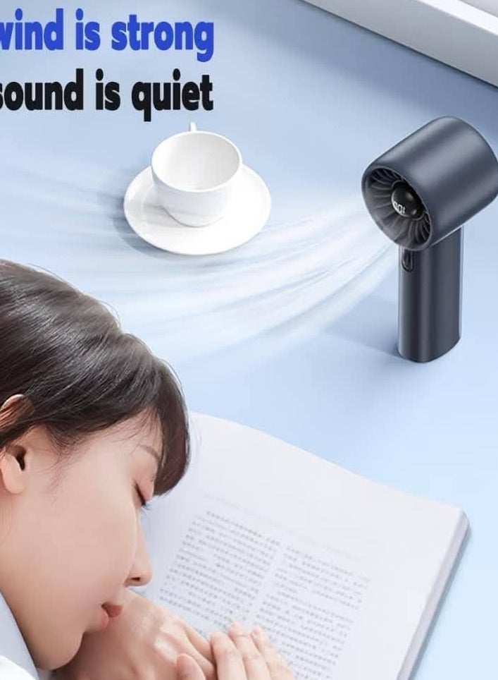 مروحة توربينية محمولة F06 قابلة لإعادة الشحن بمنفذ USB عالية الجودة مع 100 سرعة لضبط سرعة الرياح وشاشة عرض إضاءة LED، مناسبة للنساء والرجال والمكتب والمنزل والسفر والتخييم والأنشطة الخارجية، لون رمادي - Image 5