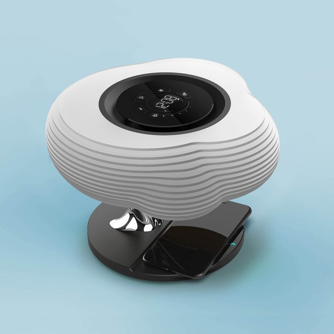 BONSAI MODERN LED BEDSIDE SMART TABLE LAMP WITH BUILTIN TWS BLUETOOTH SPEAKER AND QI WIRELESS CHARGER FOR HOME AND OFFICE STEPLESS DIMMING WITH SLEEP MODE CLOUDS