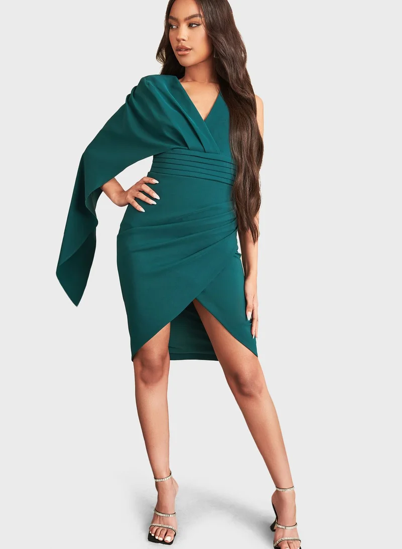 lavish alice One Shoulder Gathered Waist Dress