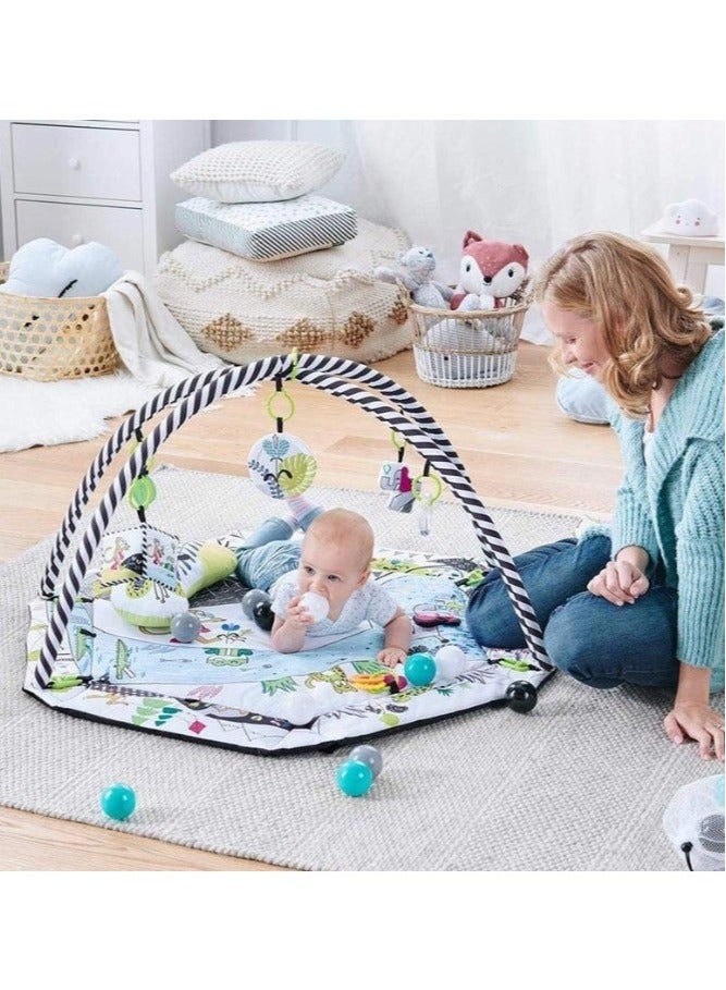 2-in-1 Baby Playmat & Playpen | Educational & Safe | Newborn & Up | Includes Foam Play Arch & Colorful Balls - Image 2