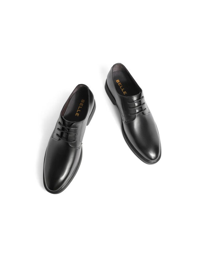 Belle Men's Shoes, Business Formal Leather Shoes, Casual Height-increasing Soft-soled Genuine Leather Shoes, 10503am0, Black-nailless Version, Size 41 - Image 5