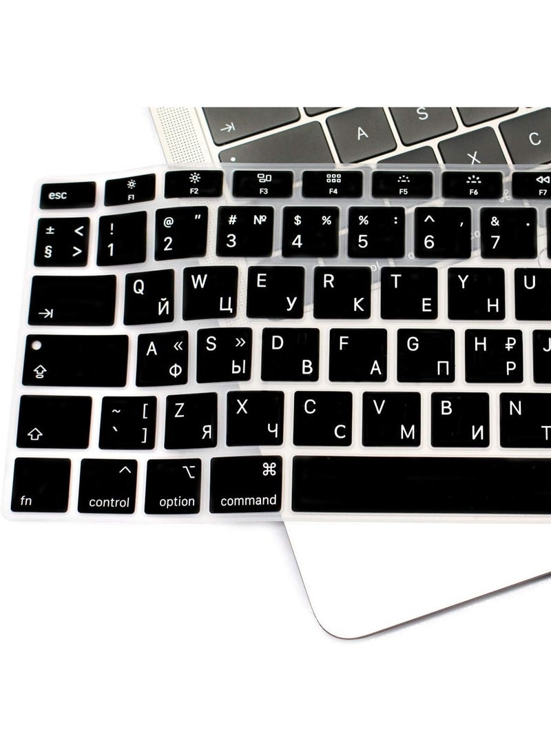 Russian Language Silicone Keyboard Cover for MacBook Air 13" (Retina, Touch ID, 2020–2018, A1932) – European/UK Layout Keyboard Protector, Ultra-Thin Soft Silicone Skin – Black - Image 5