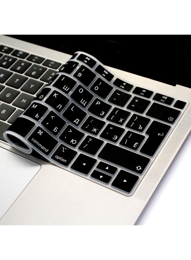 Russian Language Silicone Keyboard Cover for MacBook Air 13" (Retina, Touch ID, 2020–2018, A1932) – European/UK Layout Keyboard Protector, Ultra-Thin Soft Silicone Skin – Black - Image 3