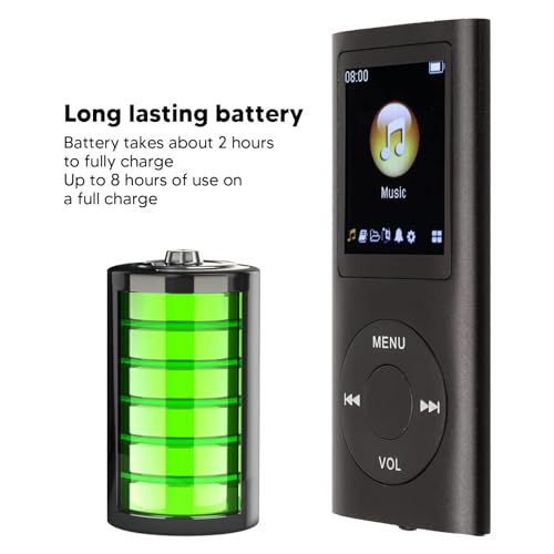 Sorandy MP3 Player, Player with 1.8in LCD Screen Mini USB Port, Slim Classic Digital Voice Recorder with FM Radio, Speaker Lossless Sound, Supports Up to 64GB, Earphones Included (Black) - Image 3