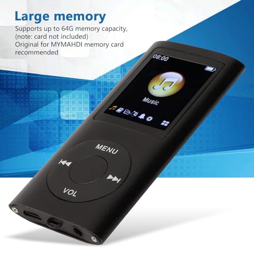 Sorandy MP3 Player, Player with 1.8in LCD Screen Mini USB Port, Slim Classic Digital Voice Recorder with FM Radio, Speaker Lossless Sound, Supports Up to 64GB, Earphones Included (Black) - Image 4