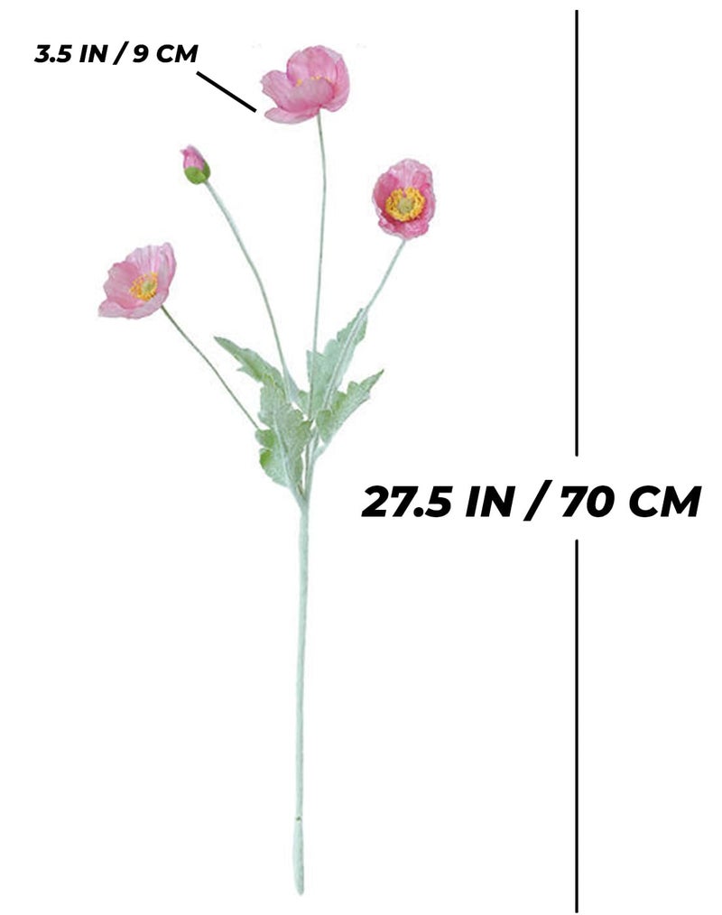CURATED CART Artificial Poppy Flowers 70cm Silk Stems 2PCS with 4 Heads Real Touch Latex Fake Flowers for Home Decor Wedding Centerpieces Table Arrangement Party Decorations (Purple) (No Vase) - Image 2