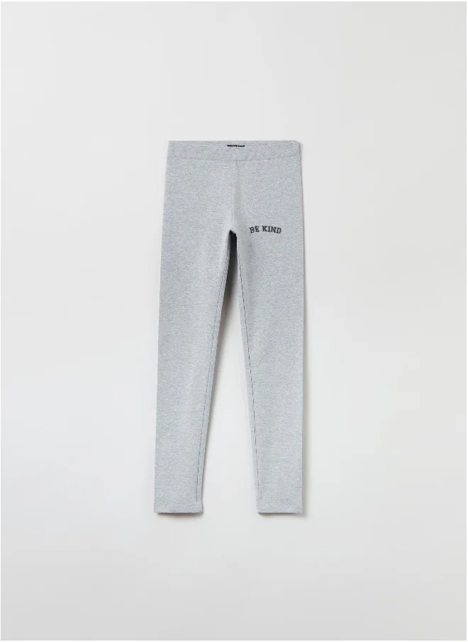 او في اس OVS Leggings With Printed Lettering