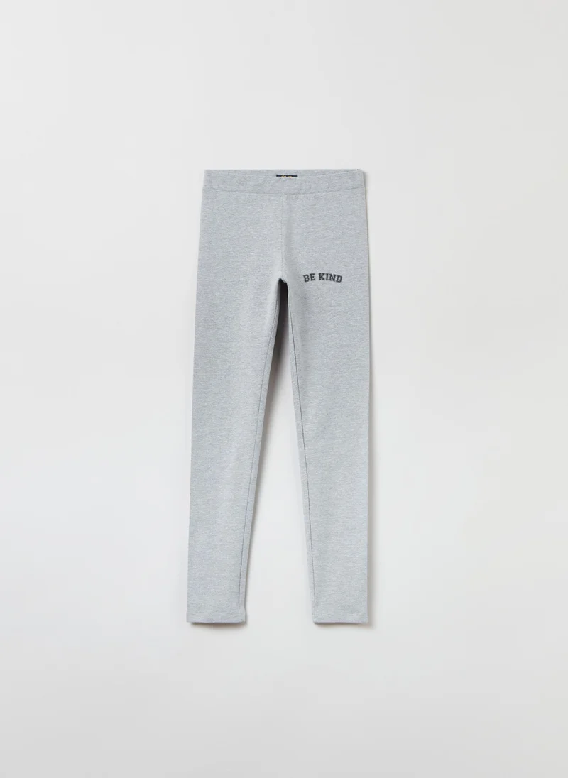 او في اس OVS Leggings With Printed Lettering