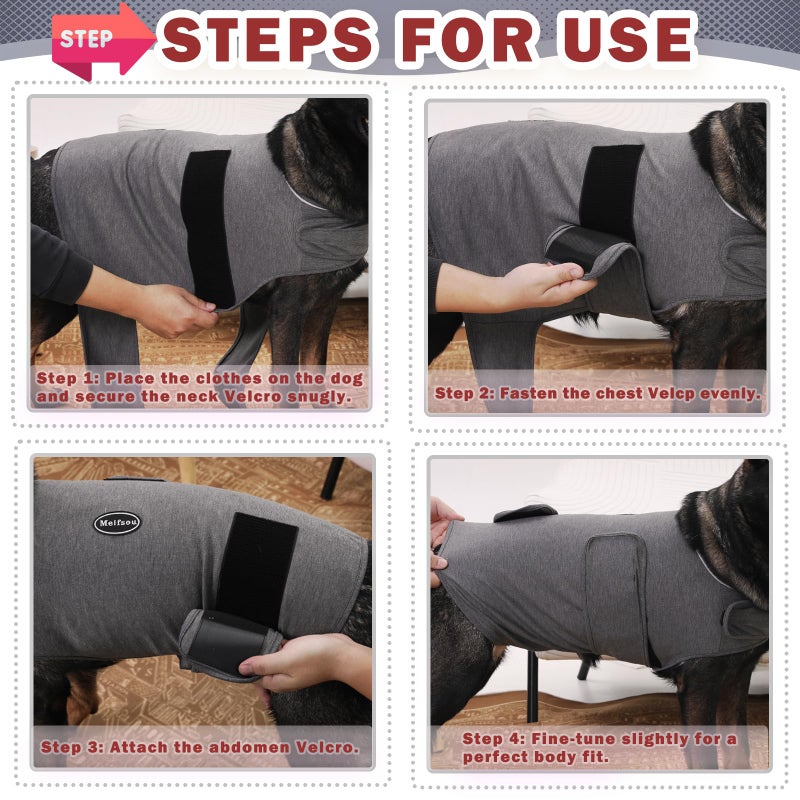 Meifsou Dog Anxiety Vest, Skin-Friendly Thunder Jacket for Dogs, Dog Calming Shirt for Thunder, Fireworks, Vet Visits and Separation - Keep Pet Calm Without Medicine & Training, Anti Anxiety for Dogs - Image 3
