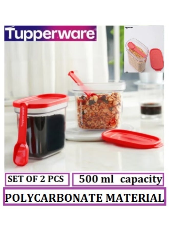 Tupperware Original transparent  Refrigerator, Kitchen, Office, Home Dry Storage - Umami - 500ml - Set of 2 pcs with 2 spoons - Image 1