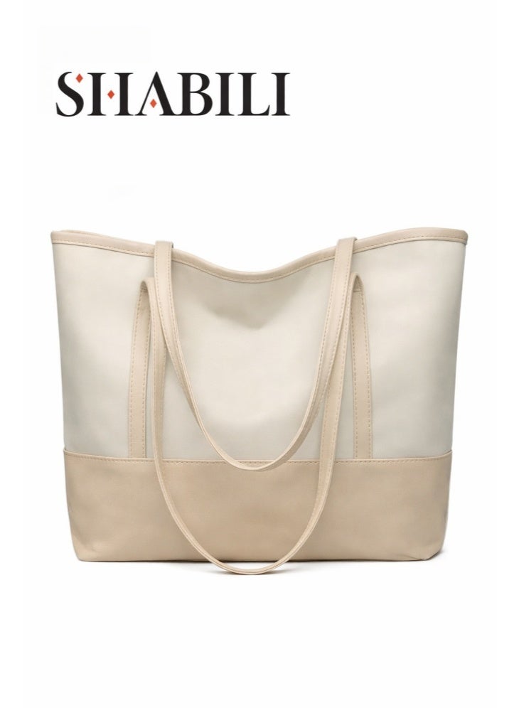 SHABILI Women's Large Capacity Shopping Bag, Ladies Zipper Closure Handbag Tote Bags Clutch Bag, Daily Commuting Shoulder Bag Side Bag Carry Bag Satchel Bags College Bag for Girls and College Students - Image 1