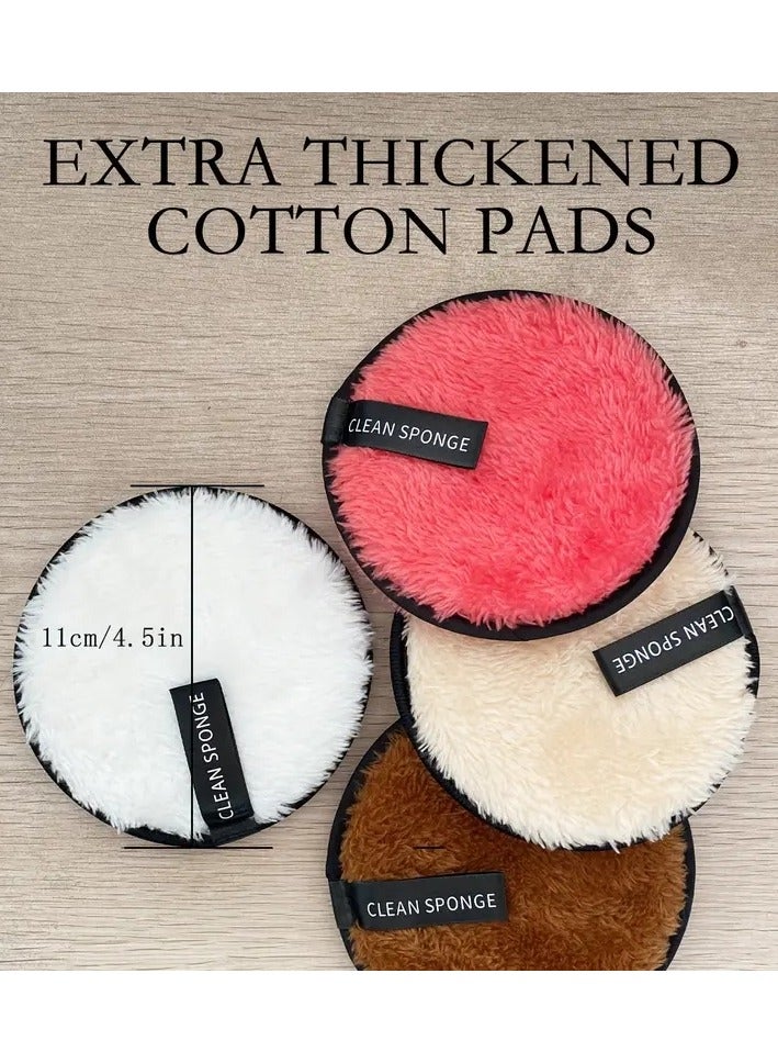 أوريتي 4 قطع من وسادات إزالة المكياج الناعمة القابلة لإعادة الاستخدام لجميع أنواع البشرة، مناديل تنظيف الوجه اللطيفة والفعالة لإزالة ظلال العيون والأساس والماسكارا - Image 3